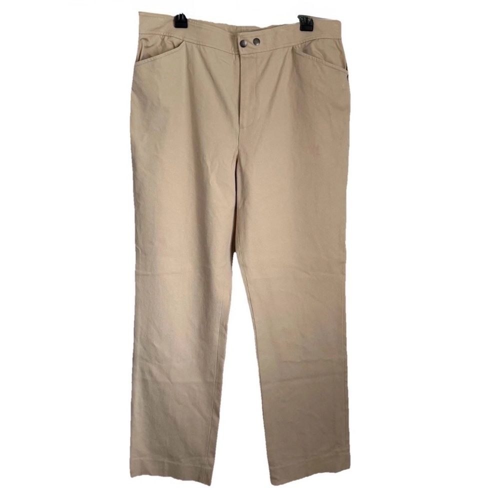 Lauren Ralph Lauren Pants Womens 14 Beige Twill Straight Leg Stretch Dress Chino